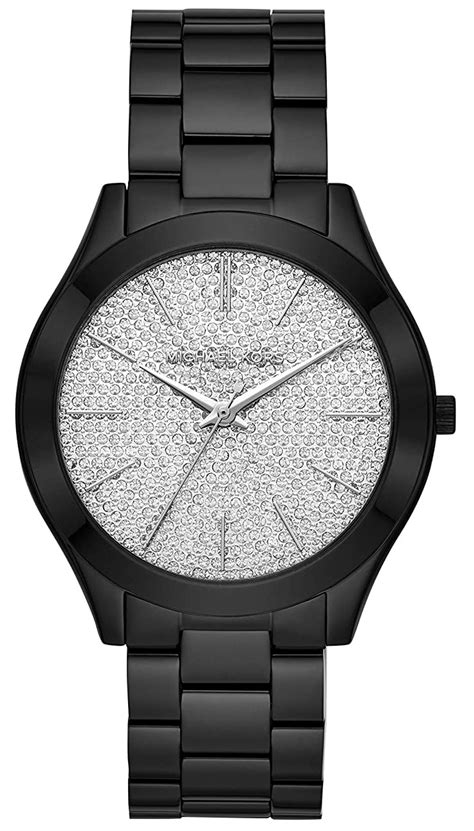 michael kors slim runway pavé embellished black stainless steel watch|Michael Kors slim runway smartwatch.